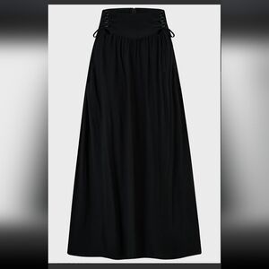 Killstar Black Maxi Skirt with Button Detail